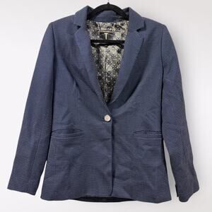 Ted Baker XS 0 Blazer‎ Professional Work Office Blue Polka Dot Sleek Preppy Posh